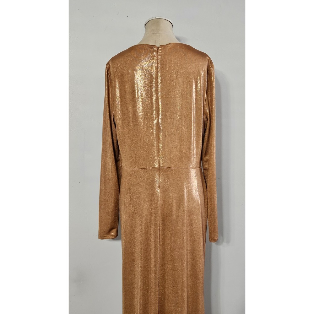 Lauren Ralph Lauren Women's Twisted Front Metallic Long-sleeve Gown Size:14 - Picture 7 of 11